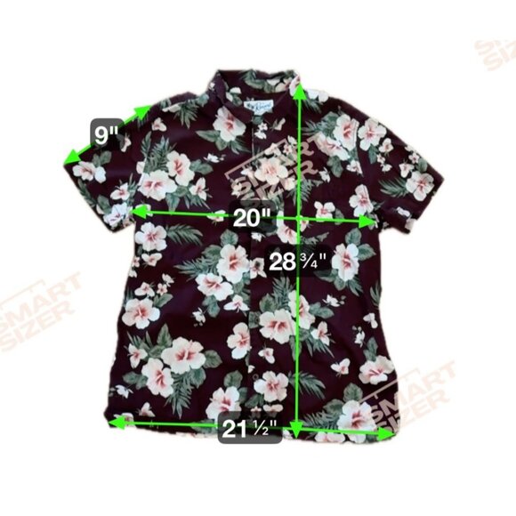 Aeropostale Resort Shirt Mens Lg Hibiscus 100% Cotton Short Sleeve Button Plum - Picture 6 of 6